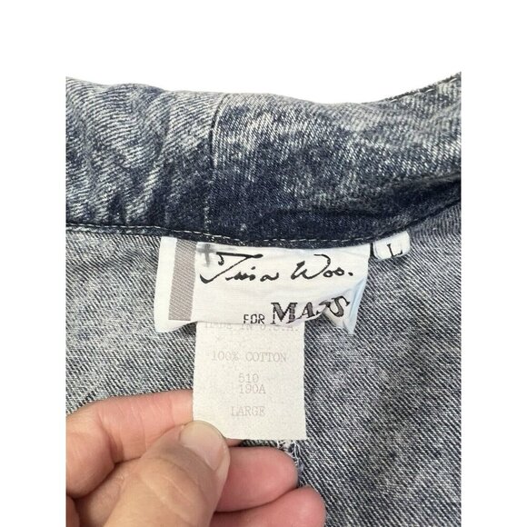 Vtg 80s Acid Washed Embellished Large Jean Jacket Streetwear Fly Oversize USA - Picture 12 of 16